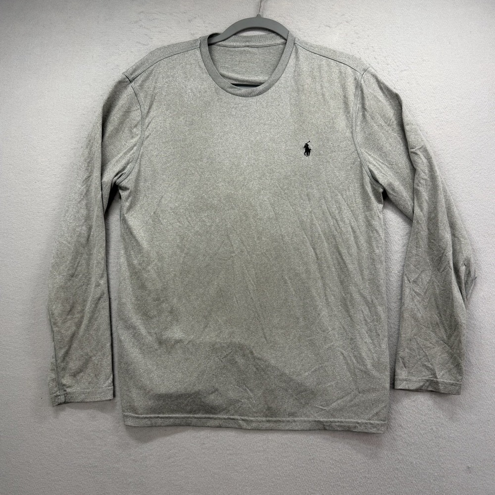 Polo Ralph Lauren Shirt Mens Medium* Gray Long Sleeve Performance Athletic Tee